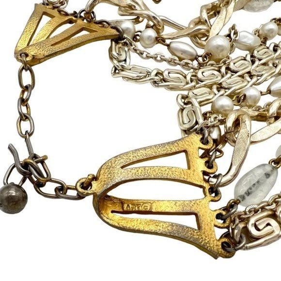 Arthur Pepper ART Vintage Multi Strand Layered Gold Necklace - Picture 8 of 9